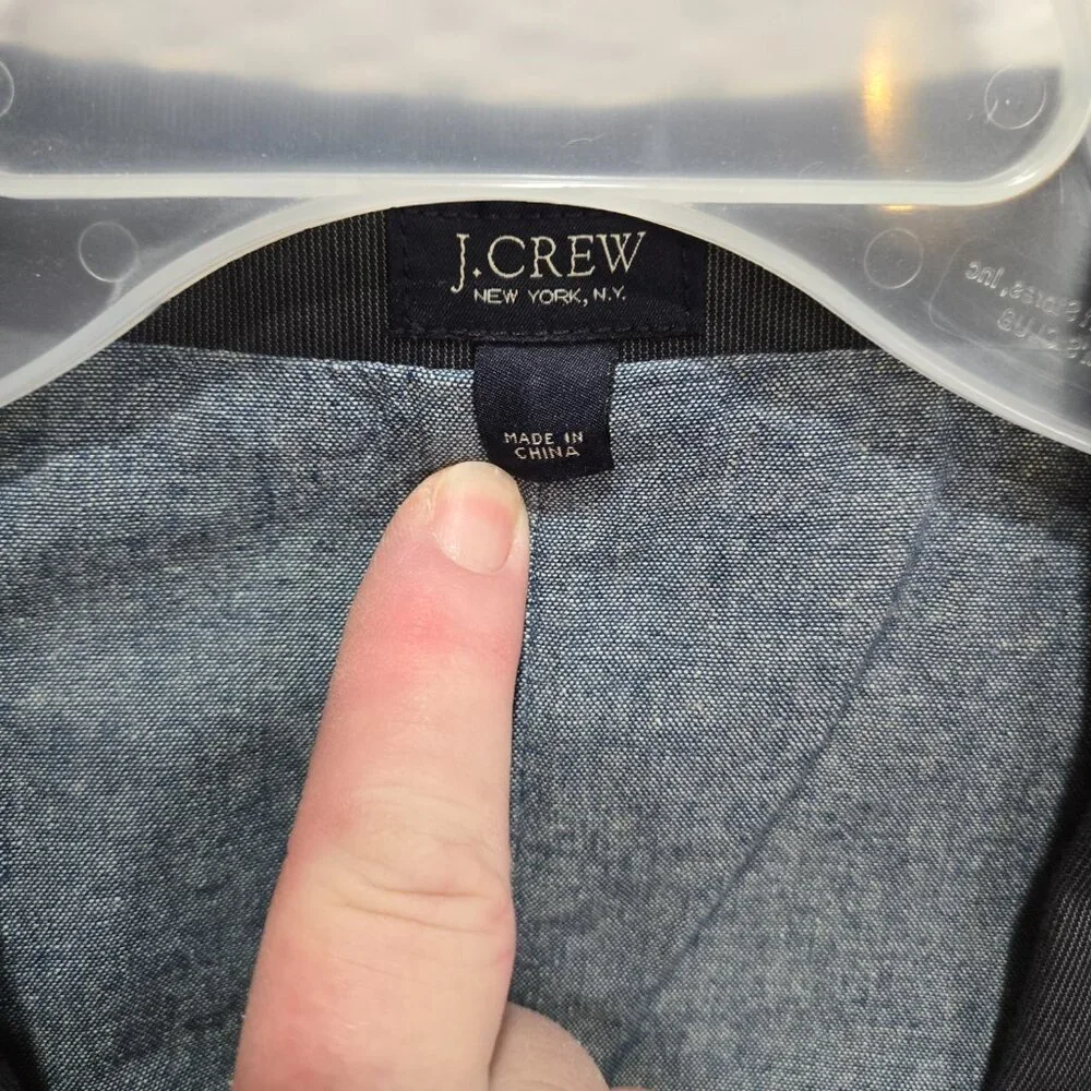 J Crew Unstructured Lightweight Men's Size S 100% Cotton Blazer Gray Pinstriped